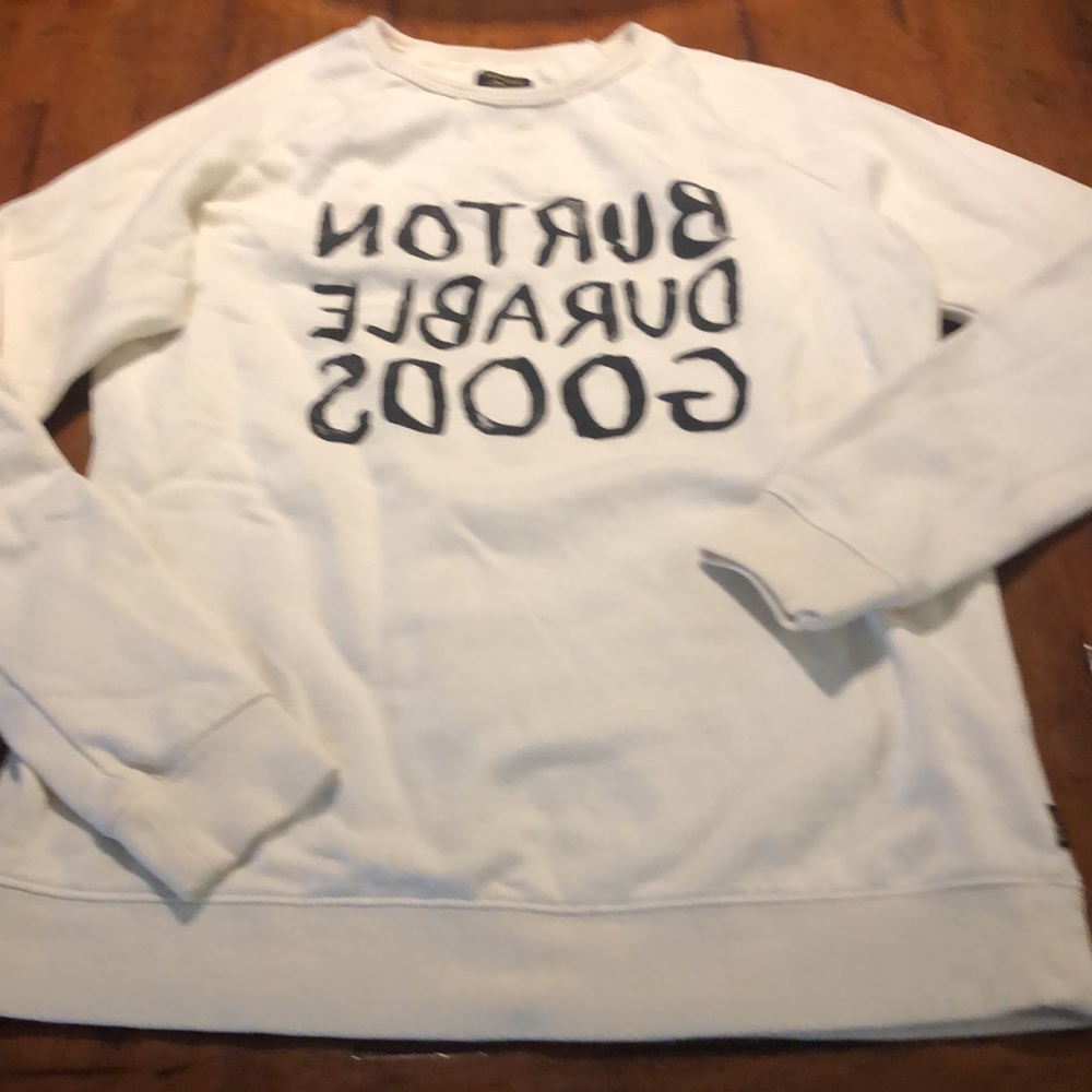 BURTON MIRROR IMAGE CREWNECK SWEATSHIRT WOMENS XS IVORY W/ BLACK GRAPHIC